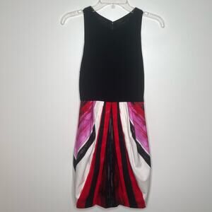 Alice and Olivia Women's Sleeveless Cocktail Dress - Black Red Tulip Skirt Sz 2